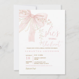 Invitation Elle Noue le Nœud Aquarelle Élégant