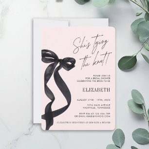 Invitation Elle noue le nœud Black Bow FÊTE DE NOCE DE MARIÉE