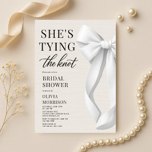 Invitation Elle Noue Le Nœud Blanc Ivoire Bow Mariage Shower