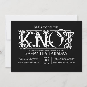 Invitation Elle Noue Le Nœud Blanc Mariage Noir
