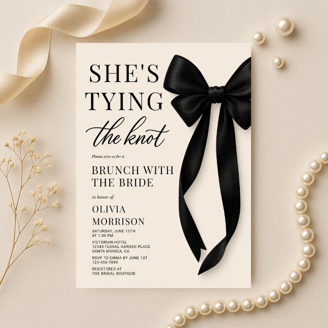 Invitation Elle Noue Le Nœud Bow Brunch avec la Mariée (Créateur téléchargé)