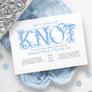 Invitation Elle Noue Le Nœud Dusty Blue Bow Baby Shower Maria