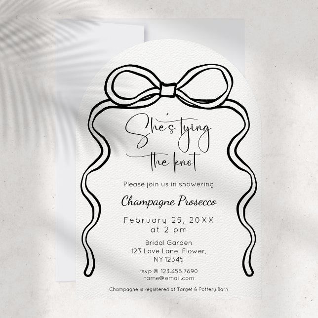 Invitation Elle noue le noeud Fête des mariées de script mode (Créateur téléchargé)