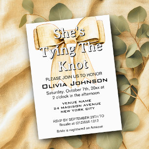 Invitation Elle Noue le Nœud Linen Bow Shower de Mariée