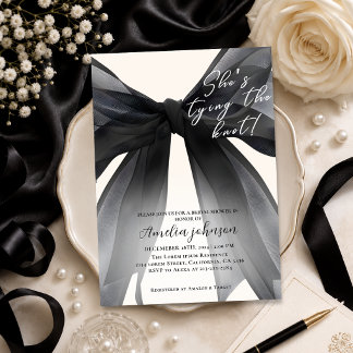 Invitation Elle noue le nœud Noir ruban Baby Shower