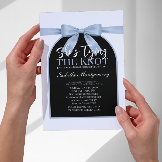 Invitation Elle noue le nœud Palette Bleu Clair Arc (She’s Tying the Knot Light Blue Palette Bow Invitations
)