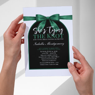Invitation Elle Noue le Nœud Palette Émeraude Verte Ruban