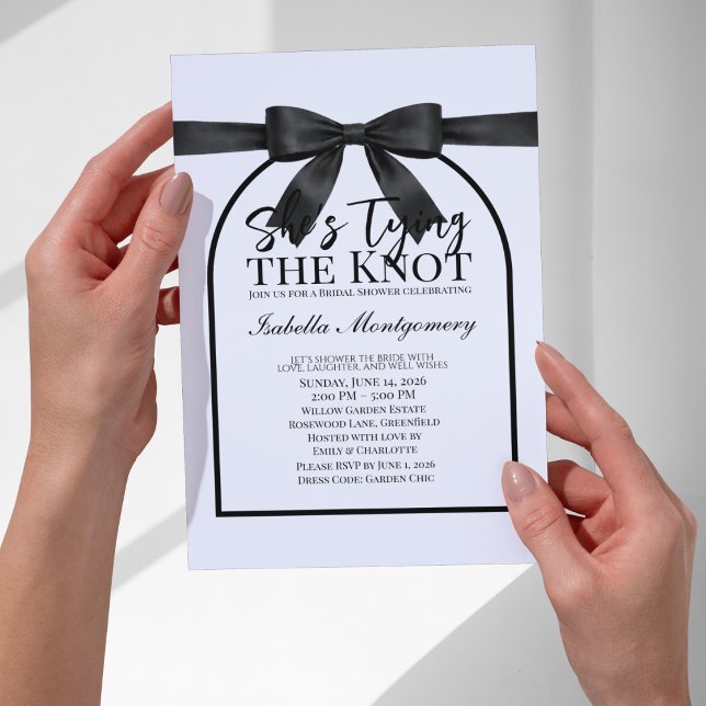Invitation Elle noue le nœud Palette noire Ruban (She’s Tying the Knot Black Palette Bow Invitations)