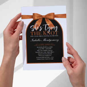 Invitation Elle Noue le Nœud Palette Orange Brûlé Ruban