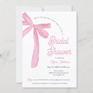 Invitation Elle noue le noeud Pink Bow thème nuptiale douche