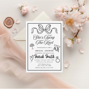 Invitation Elle noue le noeud rétro noir Whimsical Bridal