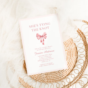 Invitation Elle Noue le Nœud Rose Coquette Enterrement de Vie