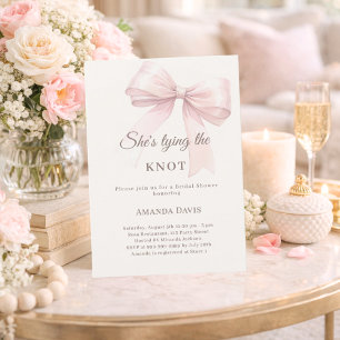 Invitation Elle noue le nœud rose mariage Shower
