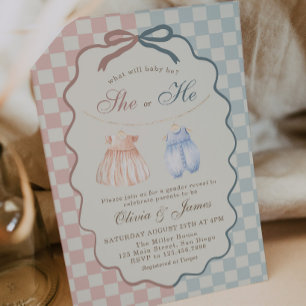 Invitation Elle ou Lui Corde à Linge Révélation du Sexe