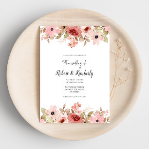 Invitation ELLE Rose Fleur Élégant Mariage