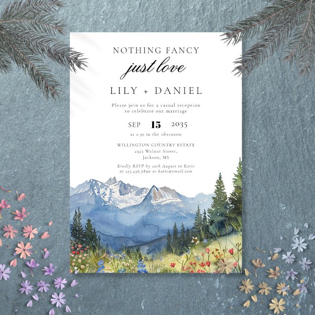 Invitation Elopement Aquarelle Mountain Mariage Réception (Elopement Watercolor Mountain Wedding Reception Invitation)