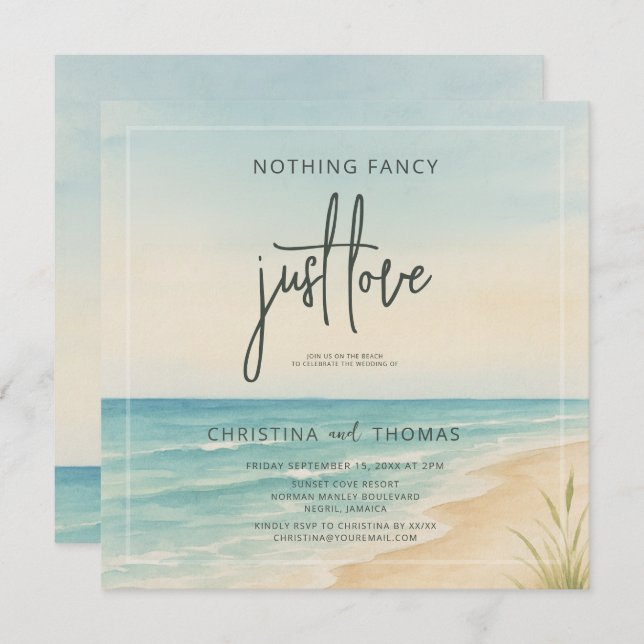 Invitation Elopement Beach Wedding (Devant / Derrière)