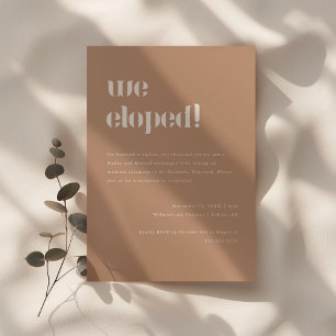 Invitation Elopement Beige Minimaliste & Réception De Mariage