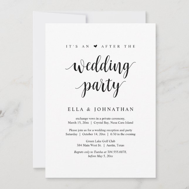 Invitation Elopement, c'est après le mariage (Devant)