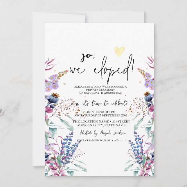 Invitation Elopement fleur sauvage Meadow (Devant)