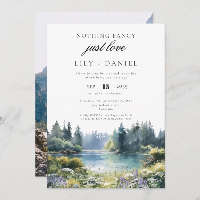 Invitation Elopement Forest Lakeside Wedding Reception Photo (Devant / Derrière)