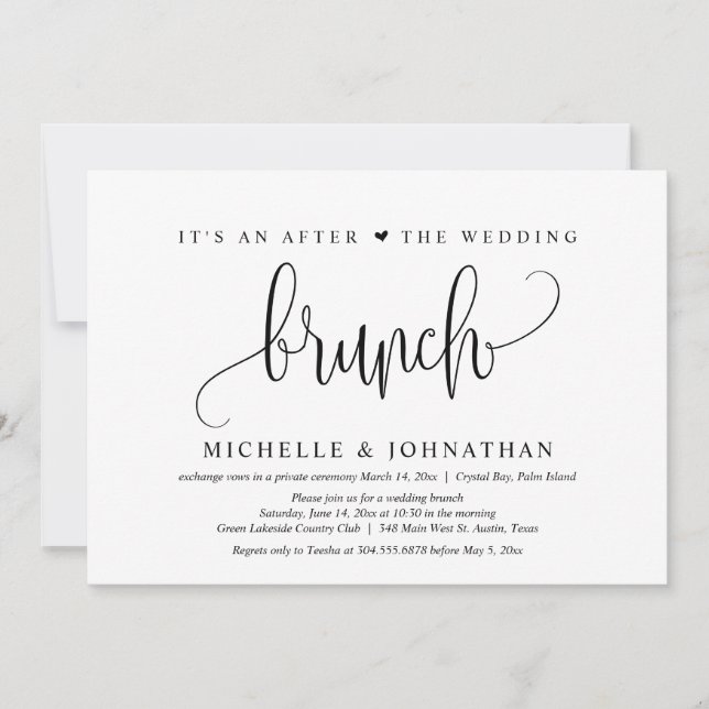 Invitation Elopement mariage, Après Le Brunch Mariage (Devant)