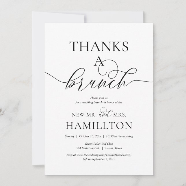 Invitation Elopement mariage après, Merci un Brunch (Devant)