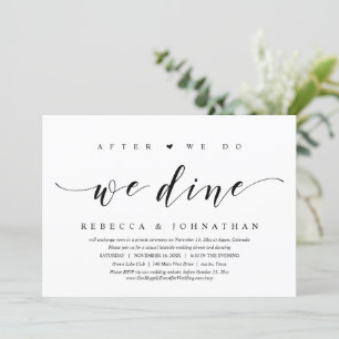 Invitation Elopement mariage, Après Nous, Nous Dînons Invitat
