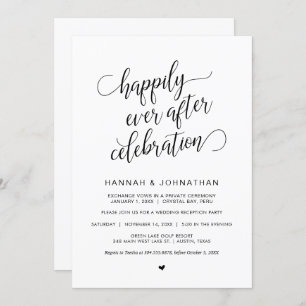 Invitation Elopement Mariage, calligraphie noir classique sim