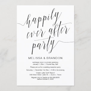 Invitation Elopement Mariage, calligraphie noire moderne