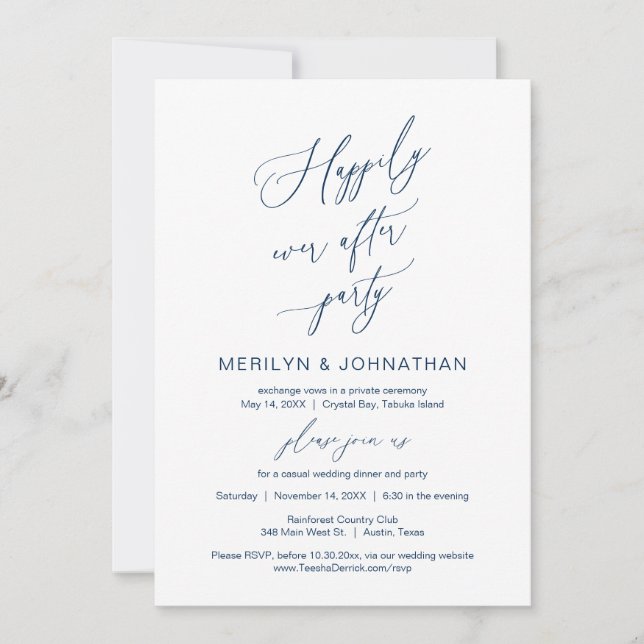 Invitation Elopement mariage, Heureusement Jamais Après La Fê (Devant)