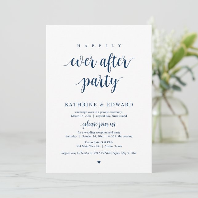 Invitation Elopement mariage, Heureusement Jamais Après La Fê (Debout devant)