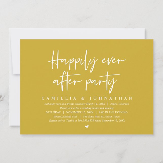 Invitation Elopement mariage, Heureusement Jamais Après La Fê (Devant)