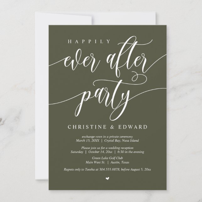Invitation Elopement mariage, Heureusement Jamais Après La Fê (Devant)