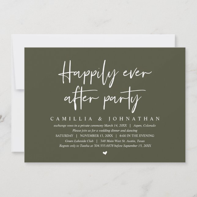 Invitation Elopement mariage, Heureusement Jamais Après La Fê (Devant)