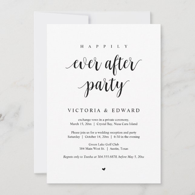 Invitation Elopement mariage, Heureusement Jamais Après La Fê (Devant)