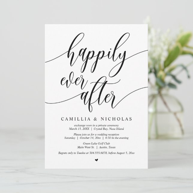 Invitation Elopement mariage, Heureusement Jamais Après La Fê (Debout devant)