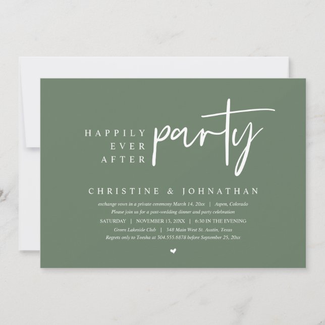 Invitation Elopement mariage, Heureusement Jamais Après La Fê (Devant)