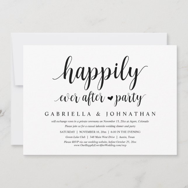 Invitation Elopement mariage, Heureusement Jamais Après La Fê (Devant)