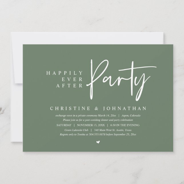 Invitation Elopement mariage, Heureusement Jamais Après La Fê (Devant)