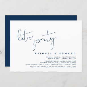 Invitation Elopement Mariage moderne, Faisons la fête, bleu m