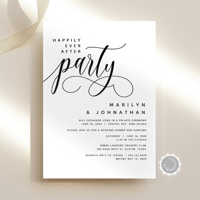 Invitation Elopement Mariage Moderne Heureusement Jamais Aprè (Modern Wedding Elopement Happily Ever After Party Invitation Card, Digital Download, Celebration)