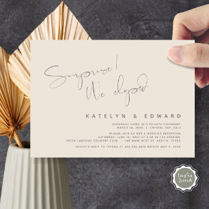 Invitation Elopement Mariage moderne, surprise, nous nous som