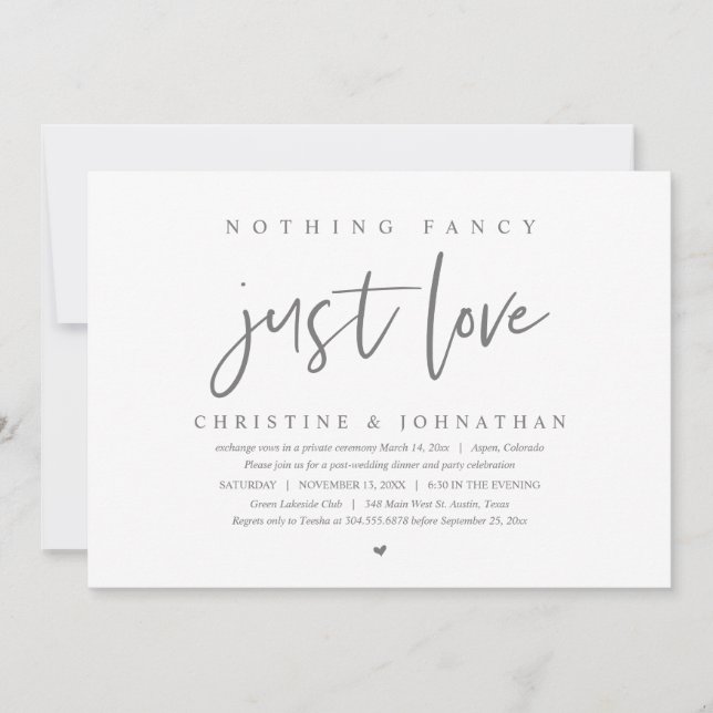 Invitation Elopement mariage, Rien De Chic, Juste Amour (Devant)