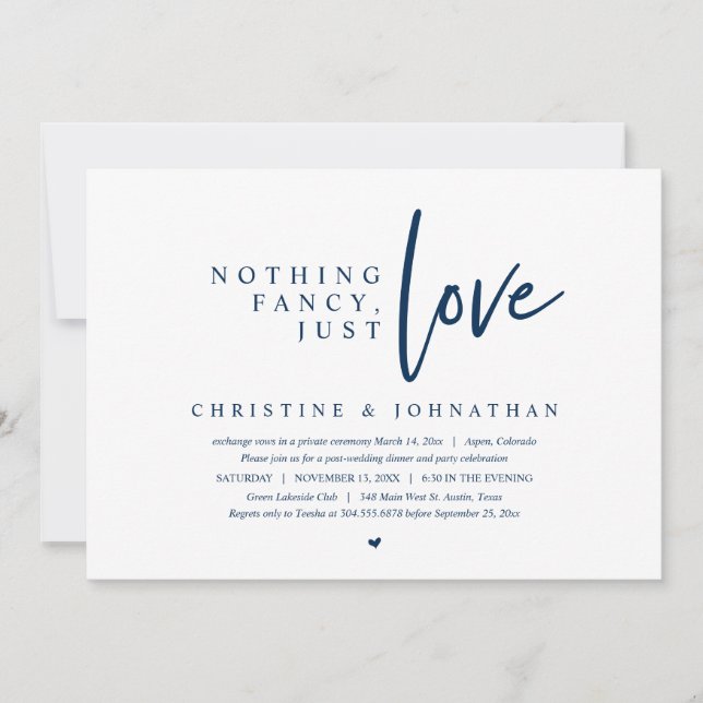 Invitation Elopement mariage, Rien De Chic, Juste Amour (Devant)