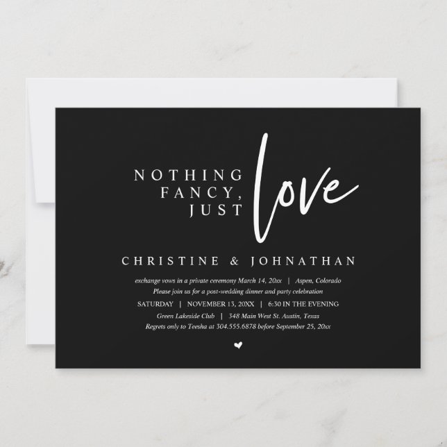 Invitation Elopement mariage, Rien De Chic, Juste Amour (Devant)