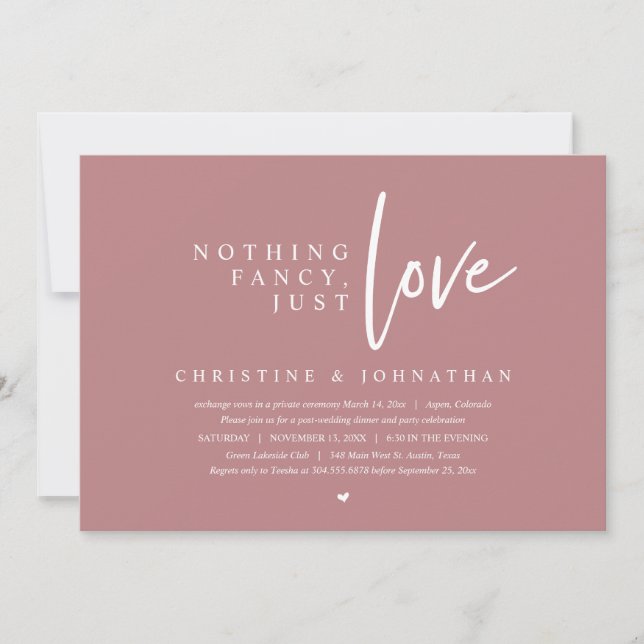 Invitation Elopement mariage, Rien De Chic, Juste Amour (Devant)