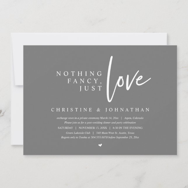 Invitation Elopement mariage, Rien De Chic, Juste Amour (Devant)