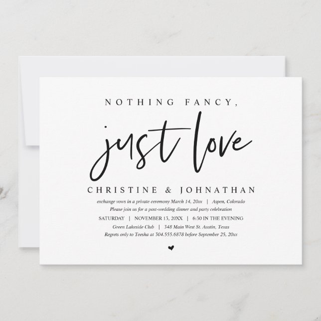 Invitation Elopement mariage, Rien De Chic, Juste Amour (Devant)