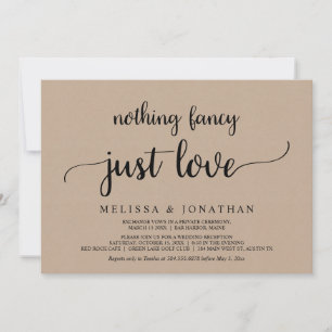 Invitation Elopement mariage, Rien De Fancy Juste Amour, Kraf